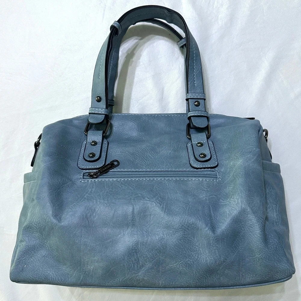 Dasein Satchel Bag Studded Croc Patchwork Handbag Crossbody Blue Office Boho Y2K